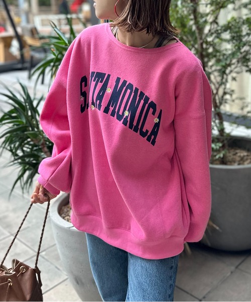 mi via loca(ミヴィアロカ)の「ウラケ裏起毛フラワー刺しゅうロゴビッグスウェット(スウェット・レディース・トップグレー/キナリ/キャメル/ピンク/ブラック・FREE)」の8枚目の写真