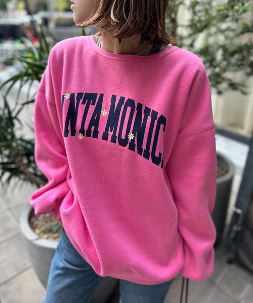 mi via loca(ミヴィアロカ)の「ウラケ裏起毛フラワー刺しゅうロゴビッグスウェット(スウェット・レディース・トップグレー/キナリ/キャメル/ピンク/ブラック・FREE)」の14枚目の写真