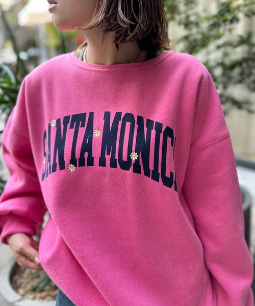 mi via loca(ミヴィアロカ)の「ウラケ裏起毛フラワー刺しゅうロゴビッグスウェット(スウェット・レディース・トップグレー/キナリ/キャメル/ピンク/ブラック・FREE)」の15枚目の写真