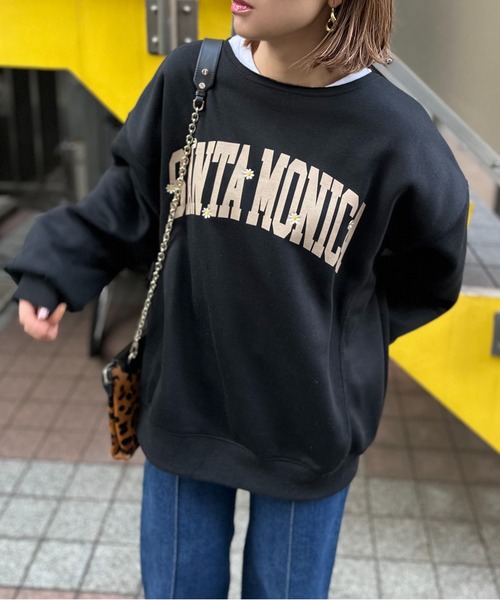 セール】ウラケ裏起毛刺繍入りロゴビッグスウェット（スウェット）｜mi