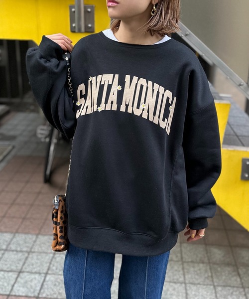 セール】ウラケ裏起毛刺繍入りロゴビッグスウェット（スウェット）｜mi