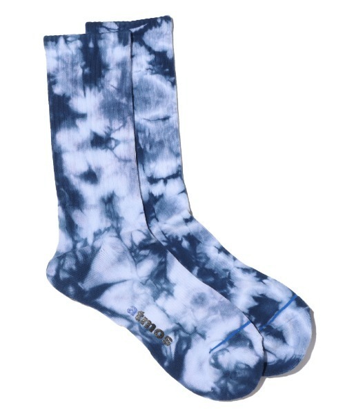 atmos pink(アトモスピンク)の「atmos TIE DYE RIBBED SOCKS / アトモス タイダイ リブ ソックス(ソックス/靴下・メンズ・ブルー/イエロー・26-28cm)」の2枚目の写真