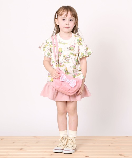 KP（ケーピー）の「デニム/ツイル素材のフレアスカパン(100～130cm)（スカート・キッズ・ピンク/ブルー・100cm/110cm/120cm/130cm）」の10枚目の写真