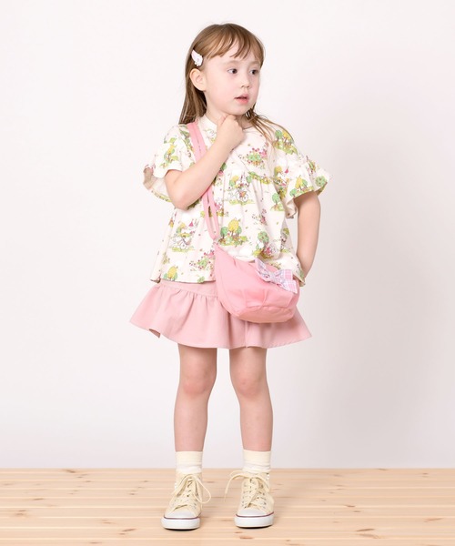 KP（ケーピー）の「デニム/ツイル素材のフレアスカパン(100～130cm)（スカート・キッズ・ピンク/ブルー・100cm/110cm/120cm/130cm）」の11枚目の写真