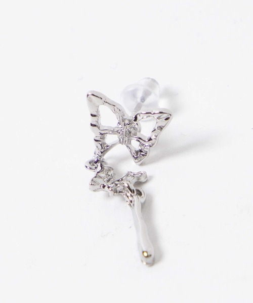 WEGO（ウィゴー）の「WEGO/【3点セット】バタフライピアスイヤカフ（ピアス（片耳用）・レディース・シルバー・FREE）」の4枚目の写真