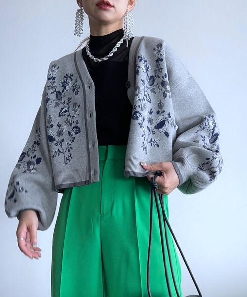 HARE（ハレ）の「フラワーモチーフニットカーディガン(HARE