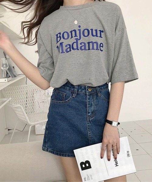 meJane（ミージェーン）の「ハイウエストシンプル台形デニムミニスカート（デニムスカート・レディース・インディゴブルー/ブルー・S/M/L）」の4枚目の写真