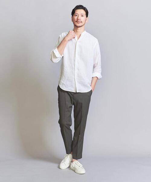 BEAUTY&amp;YOUTH UNITED ARROWS - maru◎バンドカラーブラウス　roku 白 70/2 ブロード バンドカラー リラックスレギュラー シャツ