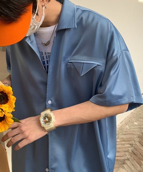 WESTBOY(ウエストボーイ)の「とろみオープンカラーオーバーシャツWOK23STP05【WB ORIGINALS】(シャツ/ブラウス・メンズ・ブルー/ホワイト・L/M/XL)」の19枚目の写真