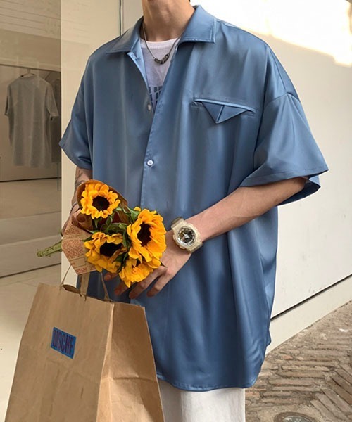 WESTBOY(ウエストボーイ)の「とろみオープンカラーオーバーシャツWOK23STP05【WB ORIGINALS】(シャツ/ブラウス・メンズ・ブルー/ホワイト・L/M/XL)」の22枚目の写真