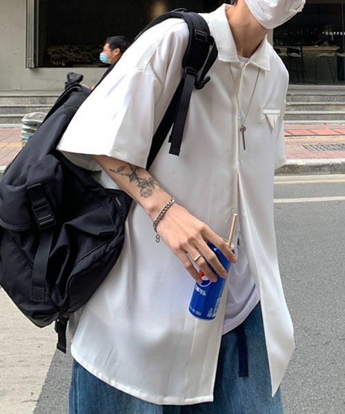 WESTBOY(ウエストボーイ)の「とろみオープンカラーオーバーシャツWOK23STP05【WB ORIGINALS】(シャツ/ブラウス・メンズ・ブルー/ホワイト・L/M/XL)」の13枚目の写真