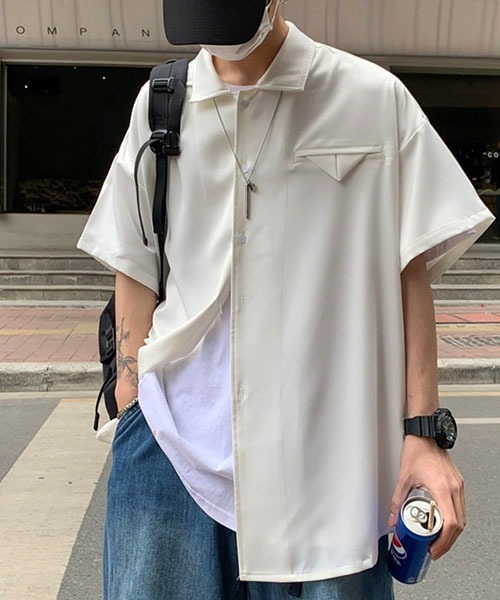 WESTBOY(ウエストボーイ)の「とろみオープンカラーオーバーシャツWOK23STP05【WB ORIGINALS】(シャツ/ブラウス・メンズ・ブルー/ホワイト・L/M/XL)」の16枚目の写真