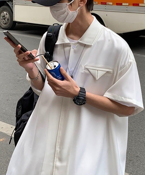WESTBOY(ウエストボーイ)の「とろみオープンカラーオーバーシャツWOK23STP05【WB ORIGINALS】(シャツ/ブラウス・メンズ・ブルー/ホワイト・L/M/XL)」の20枚目の写真