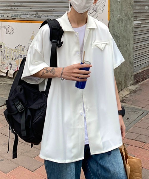 WESTBOY(ウエストボーイ)の「とろみオープンカラーオーバーシャツWOK23STP05【WB ORIGINALS】(シャツ/ブラウス・メンズ・ブルー/ホワイト・L/M/XL)」の14枚目の写真