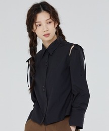 A'GEM/9 × .kom『ROMANTIC CROWN/ロマンティッククラウン』SHOULDER OPEN RIBBON SHIRT /ショルダーオープンリボン 長袖シャツ