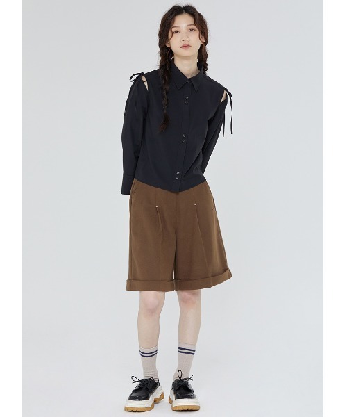 ROMANTIC CROWN(ロマンティッククラウン)の「A'GEM/9 × .kom『ROMANTIC CROWN/ロマンティッククラウン』SHOULDER OPEN RIBBON SHIRT /ショルダーオープンリボン 長袖シャツ(シャツ/ブラウス・レディース・ホワイト/ブラック/ライトブルー・M)」の10枚目の写真