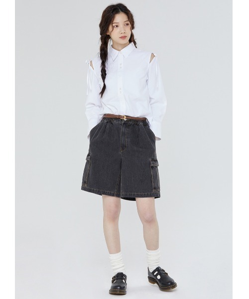 ROMANTIC CROWN(ロマンティッククラウン)の「A'GEM/9 × .kom『ROMANTIC CROWN/ロマンティッククラウン』SHOULDER OPEN RIBBON SHIRT /ショルダーオープンリボン 長袖シャツ(シャツ/ブラウス・レディース・ホワイト/ブラック/ライトブルー・M)」の8枚目の写真