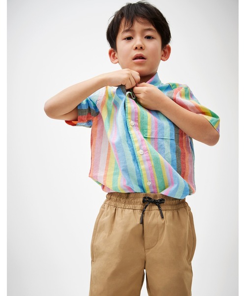 GAP(ギャップ)の「コットンリネン オックスフォードシャツ (キッズ)(シャツ/ブラウス・キッズ・ブラック/ストライプ/ホワイト/その他/その他1/ホワイト×ネイビー/ベージュ・L/XXL/M/S/XS/XL)」の7枚目の写真