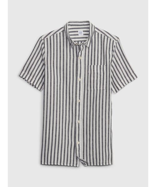 GAP(ギャップ)の「コットンリネン オックスフォードシャツ (キッズ)(シャツ/ブラウス・キッズ・ブラック/ストライプ/ホワイト/その他/その他1/ホワイト×ネイビー/ベージュ・L/XXL/M/S/XS/XL)」の8枚目の写真