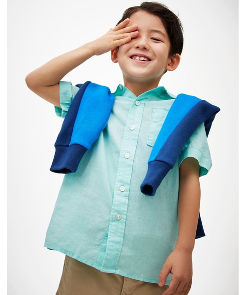 GAP(ギャップ)の「コットンリネン オックスフォードシャツ (キッズ)(シャツ/ブラウス・キッズ・ブラック/ストライプ/ホワイト/その他/その他1/ホワイト×ネイビー/ベージュ・L/XXL/M/S/XS/XL)」の11枚目の写真