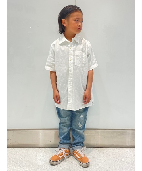 GAP(ギャップ)の「コットンリネン オックスフォードシャツ (キッズ)(シャツ/ブラウス・キッズ・ブラック/ストライプ/ホワイト/その他/その他1/ホワイト×ネイビー/ベージュ・L/XXL/M/S/XS/XL)」の21枚目の写真