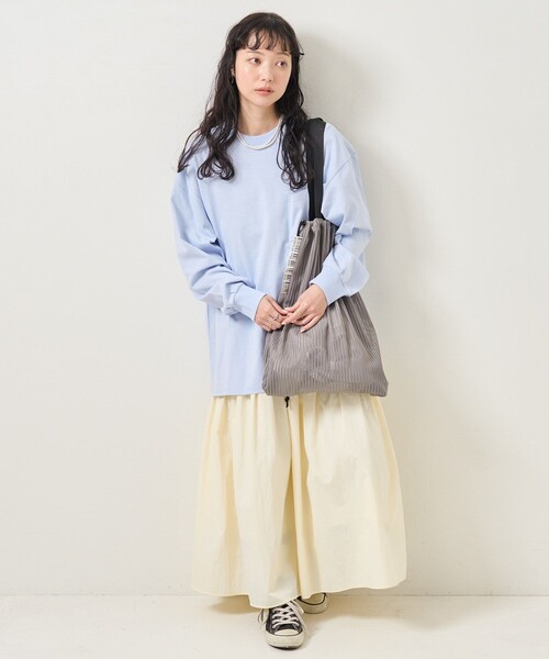 WEEKEND(ER)(ウィークエンダー)の「WEEKEND(ER)×FREAK'S STORE/ウィークエンダー×フリークスストア 別注 RETRO STRIPE MESH TOTE BAG/ 別注 レトロストライプメッシュトートバッグ(トートバッグ・レディース・グレー/オレンジ/ライトグリーン・ONE SIZE)」の5枚目の写真