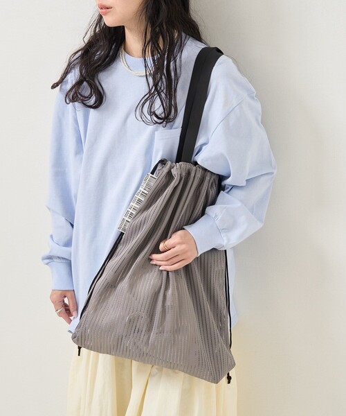 WEEKEND(ER)(ウィークエンダー)の「WEEKEND(ER)×FREAK'S STORE/ウィークエンダー×フリークスストア 別注 RETRO STRIPE MESH TOTE BAG/ 別注 レトロストライプメッシュトートバッグ(トートバッグ・レディース・グレー/オレンジ/ライトグリーン・ONE SIZE)」の13枚目の写真