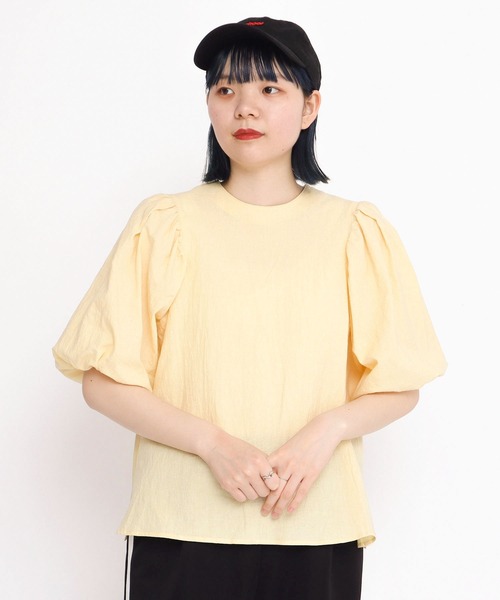 I am I in fact...(アイアムアイインファクト)の「●Organic cotton ボールスリーブブラウス(シャツ/ブラウス・レディース・ピンク/ブラック/イエロー・FREE)」の1枚目の写真