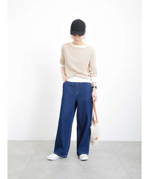 Samansa Mos2 blue（サマンサモスモスブルー）の「麻混キャップ（ハット・レディース・ブルー/ブラック/キナリ・ﾌﾘ-）」の16枚目の写真