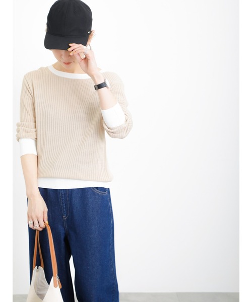 Samansa Mos2 blue（サマンサモスモスブルー）の「麻混キャップ（ハット・レディース・ブルー/ブラック/キナリ・ﾌﾘ-）」の20枚目の写真