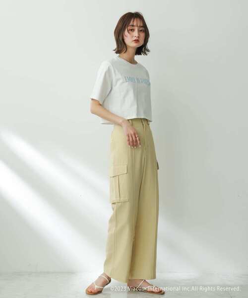 tシャツ EMILY IN PARIS × FUDGE / STRIPE L/S TEE レディース Emily In Paris Womens T-Shirt in White | Mono Typography