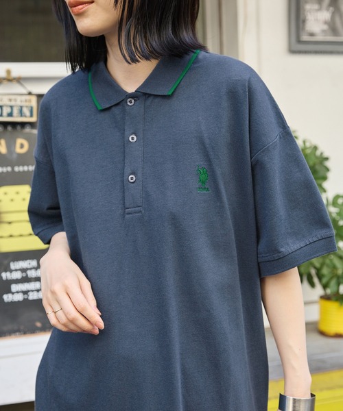 U.S. POLO ASSN.(ユーエスポロアッスン)の「U.S. POLO ASSN. /ユーエスポロアッスン 別注 ワンポイント刺繍 半袖ロングポロワンピース(ワンピース・レディース・ブラック/オートミール/ネイビー/ブラック×ホワイト/グリーン・FREE)」の21枚目の写真