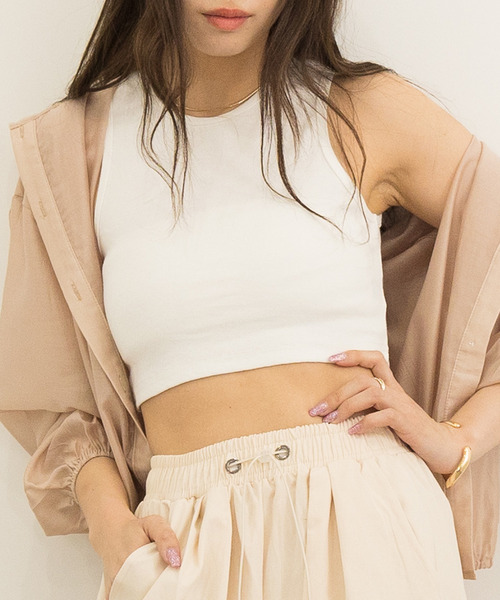 DAY CLOSET(デイ クローゼット)の「レディース ラウンドネッククロップド丈タンクトップ(タンクトップ・レディース・ホワイト/ベージュ/ブラック/杢グレー・L/M/XL)」の16枚目の写真