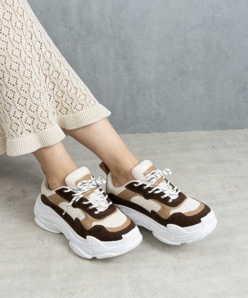 Fabby fabby（ファビィーファビィー）の「ボリュームソールスニーカー（スニーカー・レディース・ブラウン/ブラック/ブラック系その他/ベージュ/ホワイト/レオパード/ブラック×ホワイト/ブラック×ブラック/ベージュ系その他/ブラック×グレー・LARGE/MEDIUM/SMALL）」の7枚目の写真