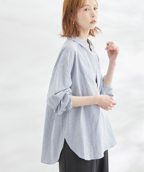 ROPE' PICNIC(ロペピクニック)の「洗える/麻混カラーシャツ(シャツ/ブラウス・レディース・サックスブルー/オフホワイト/オレンジ/ブラック/ターコイズブルー/ブラック系その他・38)」の1枚目の写真