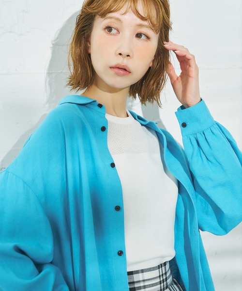 ROPE' PICNIC(ロペピクニック)の「洗える/麻混カラーシャツ(シャツ/ブラウス・レディース・サックスブルー/オフホワイト/オレンジ/ブラック/ターコイズブルー/ブラック系その他・38)」の9枚目の写真