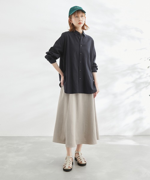 ROPE' PICNIC(ロペピクニック)の「洗える/麻混カラーシャツ(シャツ/ブラウス・レディース・サックスブルー/オフホワイト/オレンジ/ブラック/ターコイズブルー/ブラック系その他・38)」の11枚目の写真