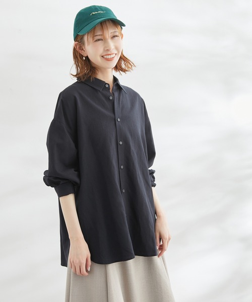 ROPE' PICNIC(ロペピクニック)の「洗える/麻混カラーシャツ(シャツ/ブラウス・レディース・サックスブルー/オフホワイト/オレンジ/ブラック/ターコイズブルー/ブラック系その他・38)」の14枚目の写真