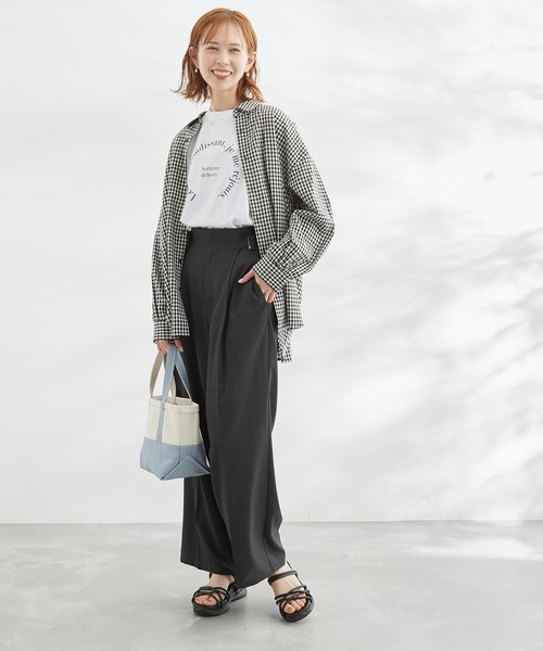 ROPE' PICNIC(ロペピクニック)の「洗える/麻混カラーシャツ(シャツ/ブラウス・レディース・サックスブルー/オフホワイト/オレンジ/ブラック/ターコイズブルー/ブラック系その他・38)」の17枚目の写真