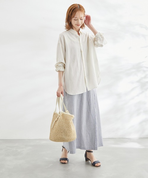 ROPE' PICNIC(ロペピクニック)の「洗える/麻混カラーシャツ(シャツ/ブラウス・レディース・サックスブルー/オフホワイト/オレンジ/ブラック/ターコイズブルー/ブラック系その他・38)」の18枚目の写真