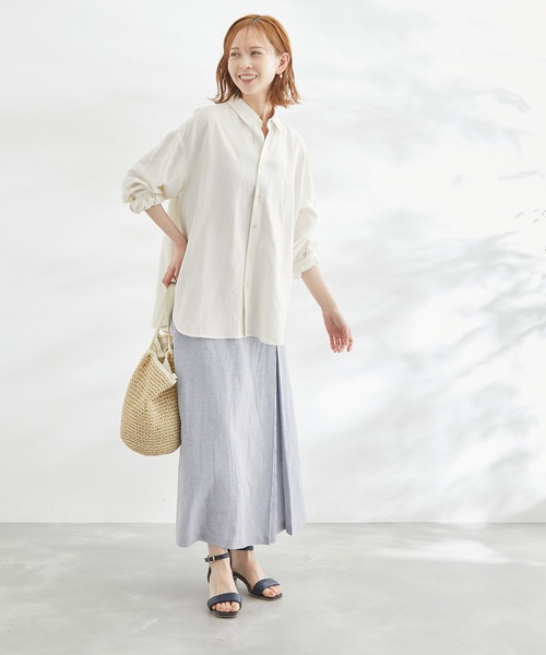 ROPE' PICNIC(ロペピクニック)の「洗える/麻混カラーシャツ(シャツ/ブラウス・レディース・サックスブルー/オフホワイト/オレンジ/ブラック/ターコイズブルー/ブラック系その他・38)」の19枚目の写真