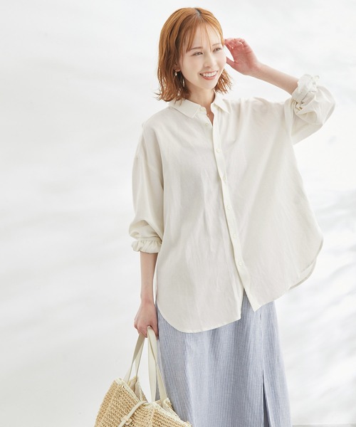 ROPE' PICNIC(ロペピクニック)の「洗える/麻混カラーシャツ(シャツ/ブラウス・レディース・サックスブルー/オフホワイト/オレンジ/ブラック/ターコイズブルー/ブラック系その他・38)」の21枚目の写真