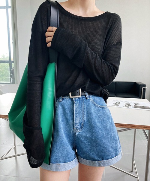 leune(ルネ)の「シアーリブロンT(Tシャツ/カットソー・レディース・ブラック/アイボリー/グレー・FREE)」の10枚目の写真