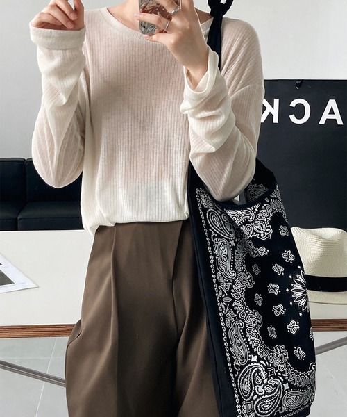 leune(ルネ)の「シアーリブロンT(Tシャツ/カットソー・レディース・ブラック/アイボリー/グレー・FREE)」の20枚目の写真