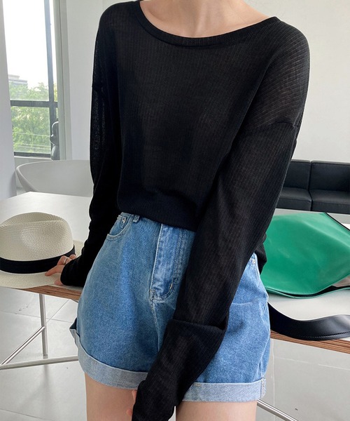 leune(ルネ)の「シアーリブロンT(Tシャツ/カットソー・レディース・ブラック/アイボリー/グレー・FREE)」の22枚目の写真