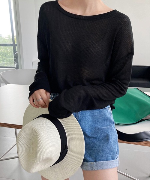 leune(ルネ)の「シアーリブロンT(Tシャツ/カットソー・レディース・ブラック/アイボリー/グレー・FREE)」の16枚目の写真