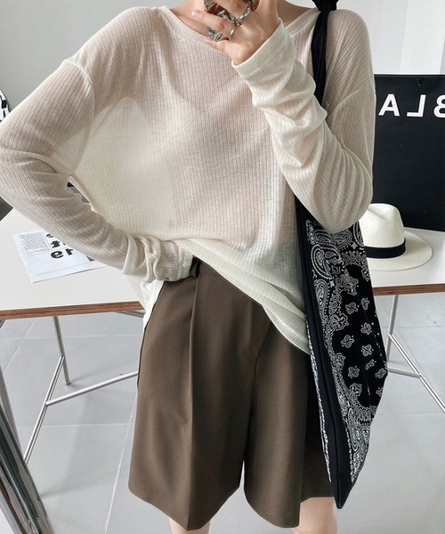 leune(ルネ)の「シアーリブロンT(Tシャツ/カットソー・レディース・ブラック/アイボリー/グレー・FREE)」の21枚目の写真