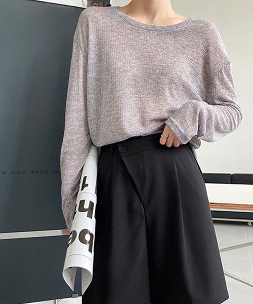 leune(ルネ)の「シアーリブロンT(Tシャツ/カットソー・レディース・ブラック/アイボリー/グレー・FREE)」の9枚目の写真