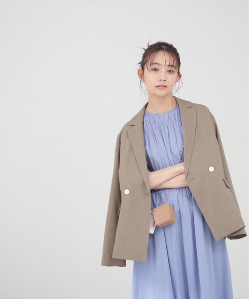 N.（N. Natural Beauty Basic）（エヌエヌナチュラルビューティーベーシック）の「【S Size Line】◆ストレッチダブルブレストライトジャケット（テーラードジャケット・レディース・ベージュ/ネイビー・SMALL/MEDIUM）」の5枚目の写真