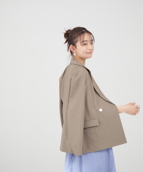 N.（N. Natural Beauty Basic）（エヌエヌナチュラルビューティーベーシック）の「【S Size Line】◆ストレッチダブルブレストライトジャケット（テーラードジャケット・レディース・ベージュ/ネイビー・SMALL/MEDIUM）」の13枚目の写真